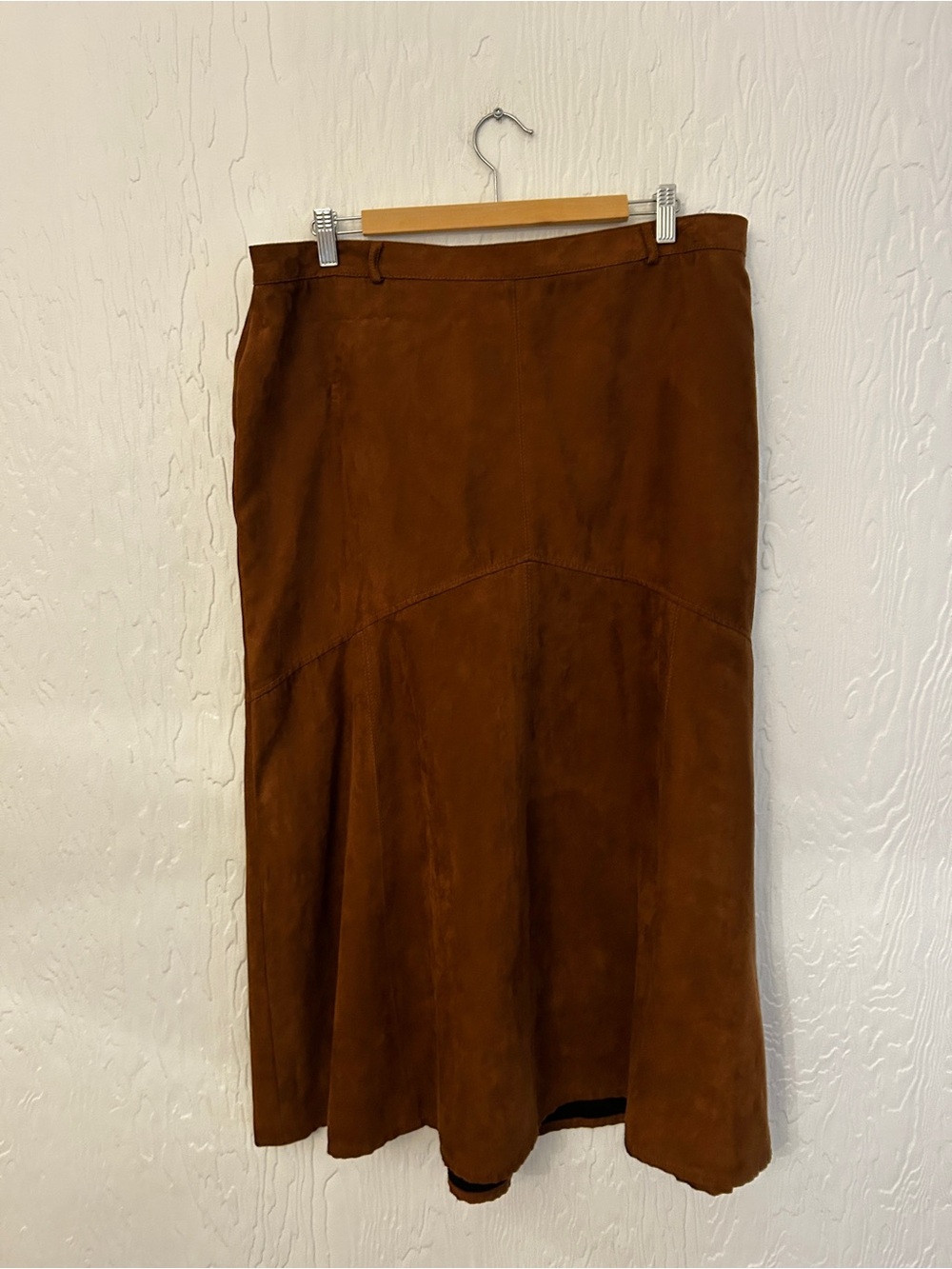 Brown Faux Suede Maxi Skirt Size 18 Boho Western Fall Autumn Neutral Cozy Warm